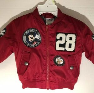 DISNEY BABY RED VARSITY JACKET #28 MICKEY & PLUTO